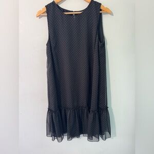 Tommy Hilfiger black gold glitter polka dot ruffle shift dress ruffle size 8